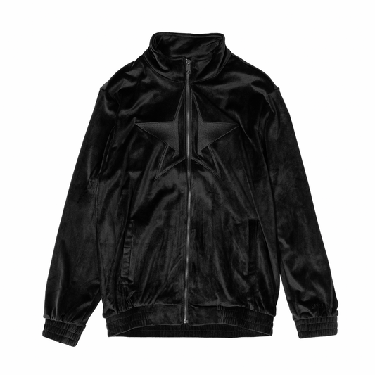 Black Velour Zip Up Jacket